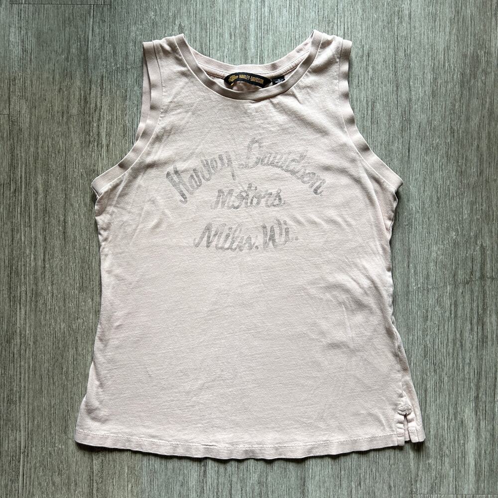 Harley-Davidson Dusty Pink Crewneck 100% Cotton Sleeveless Tank Top Size Medium